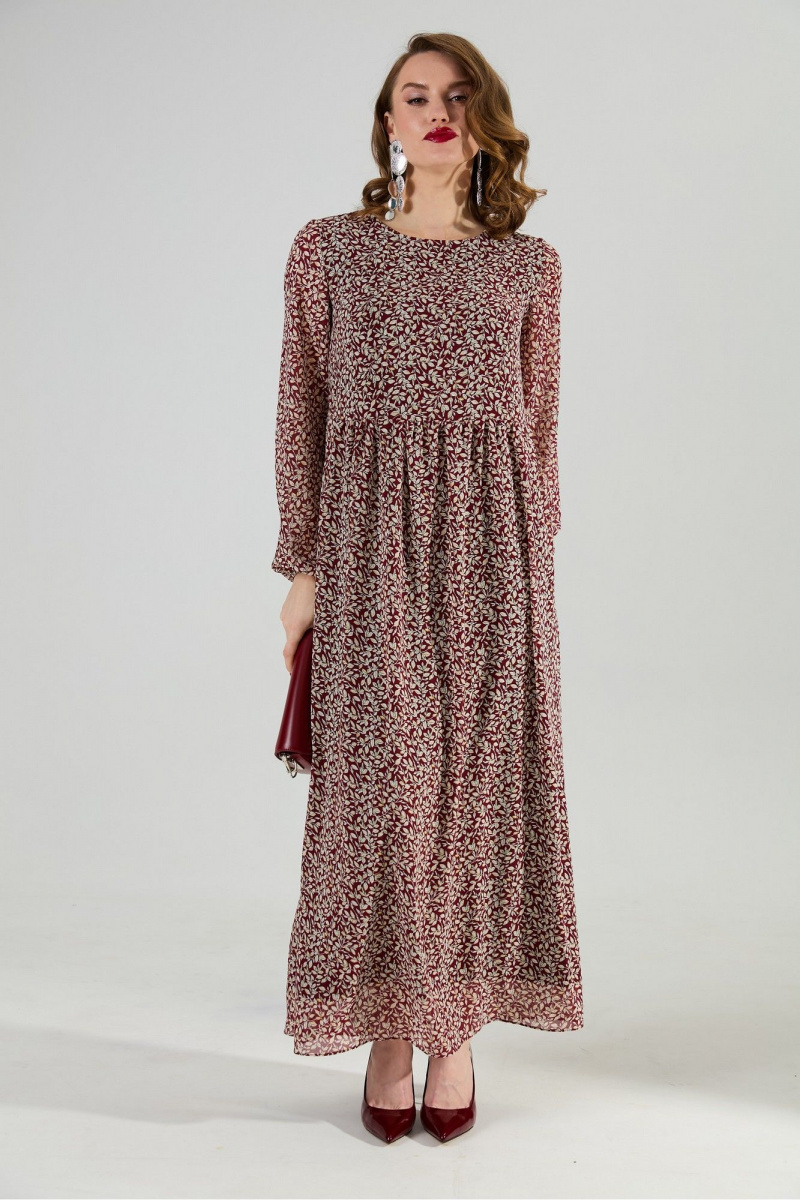 Платья NikVa 801-9 листья_бургунди