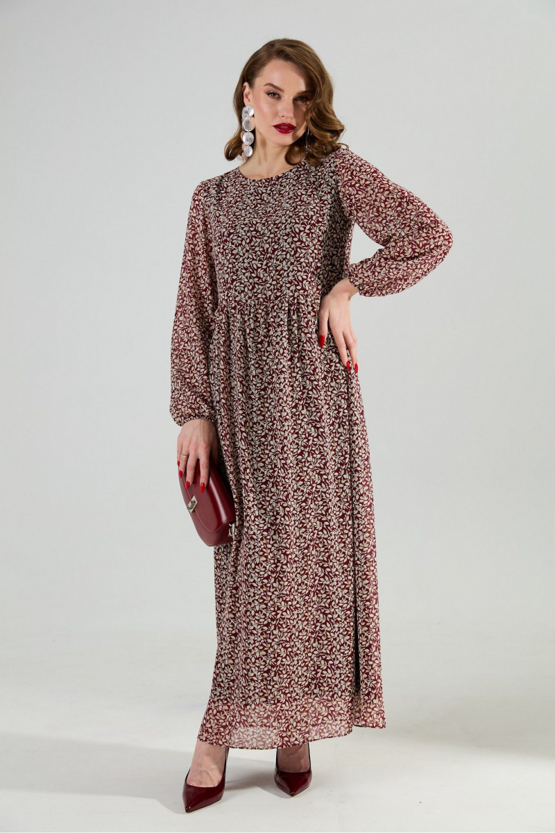 Платья NikVa 801-9 листья_бургунди