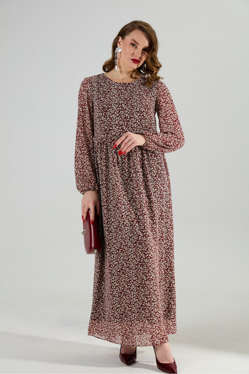Платья NikVa 801-9 листья_бургунди