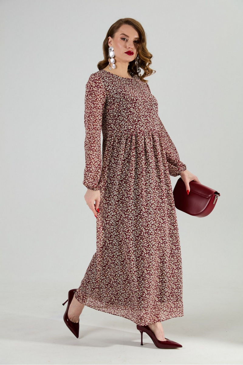 Платья NikVa 801-9 листья_бургунди