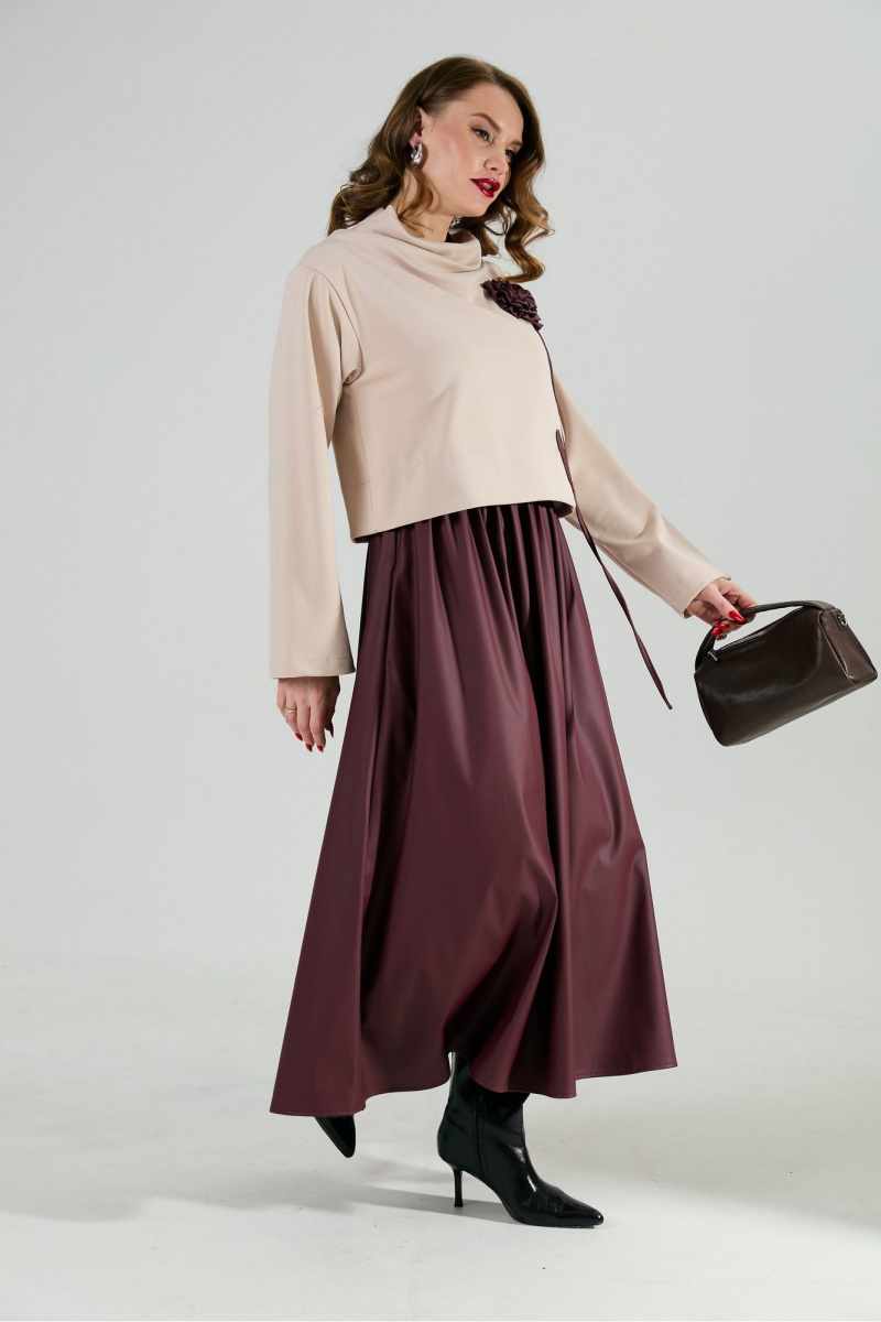 Платья NikVa 924-10 капучино и бургунди