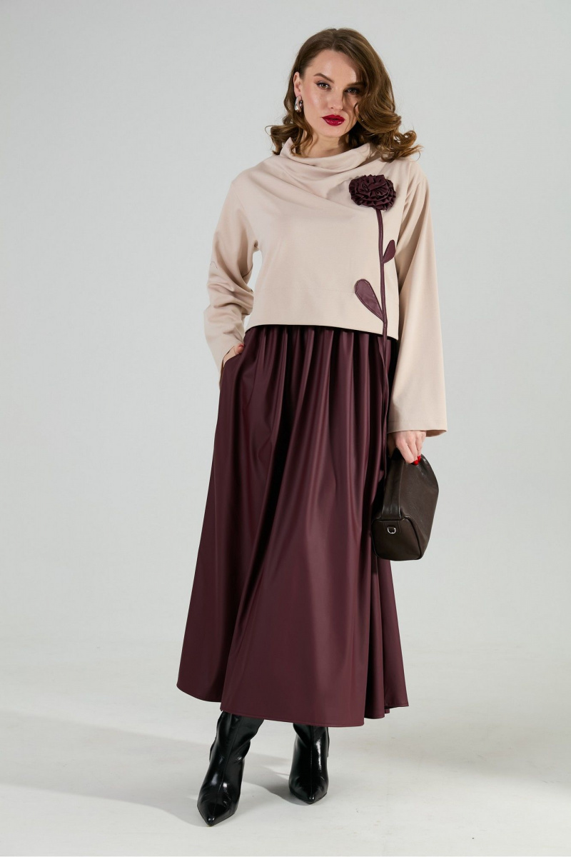 Платья NikVa 924-10 капучино и бургунди