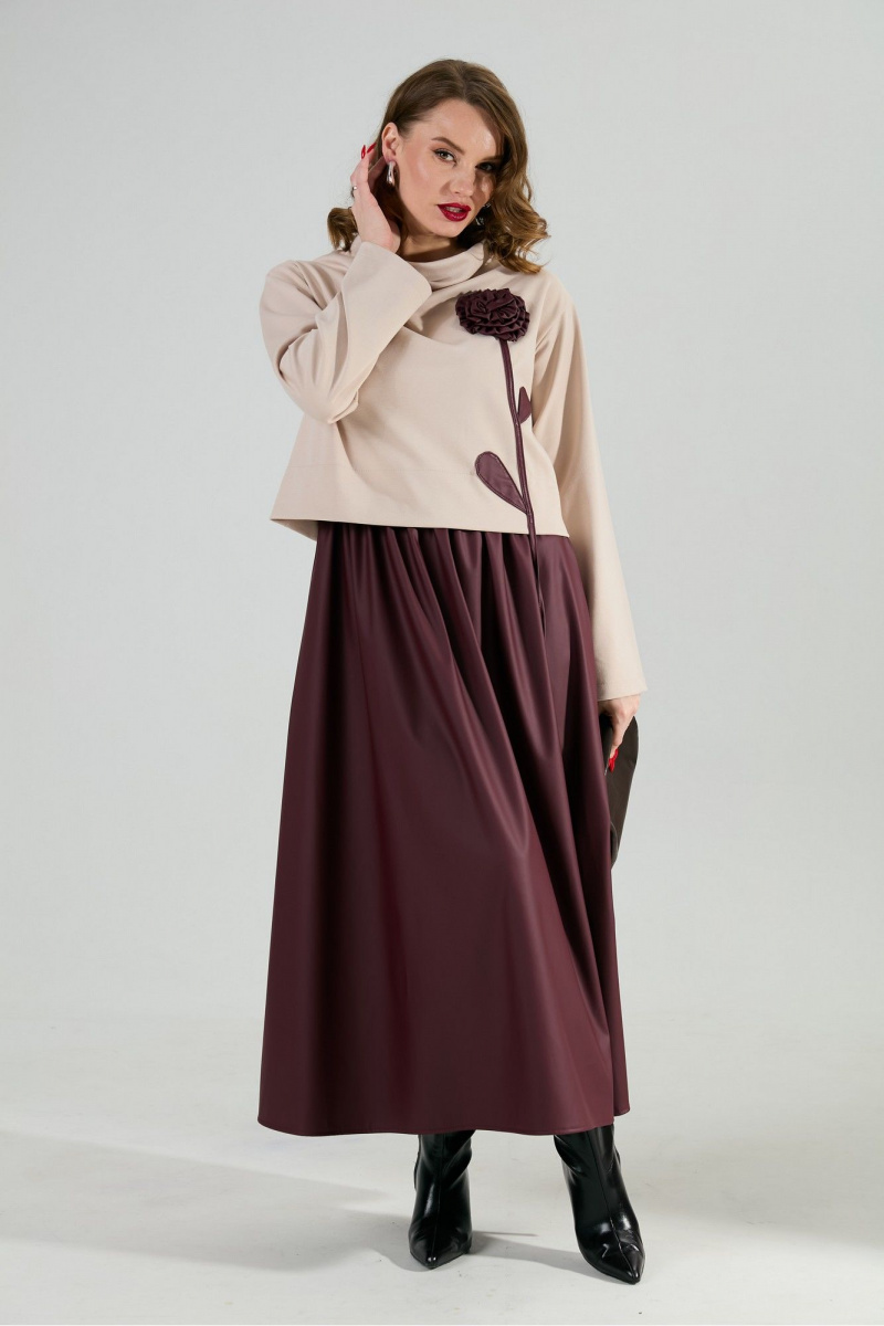 Платья NikVa 924-10 капучино и бургунди