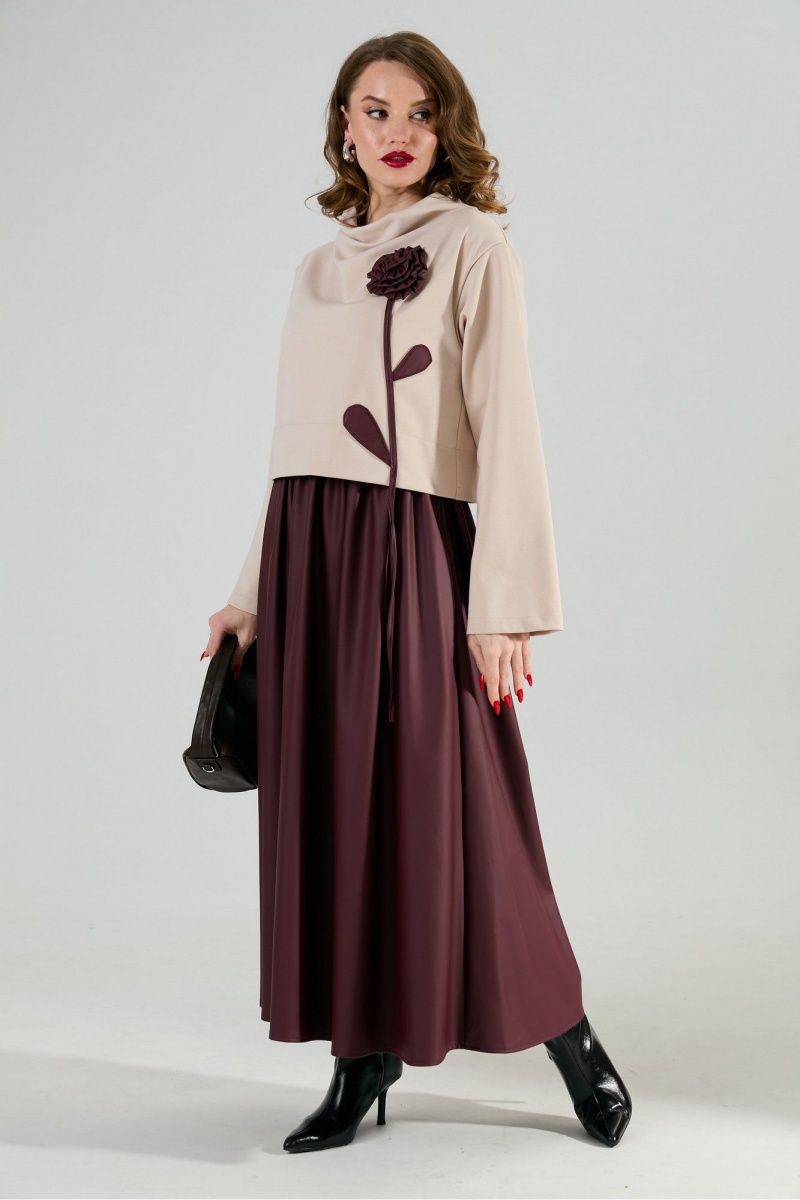 Платья NikVa 924-10 капучино и бургунди