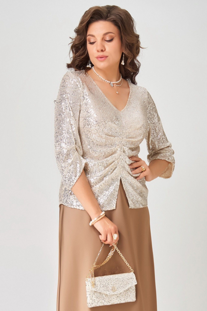 Комплект с блузой Fita 20781 золотисто-бежевый