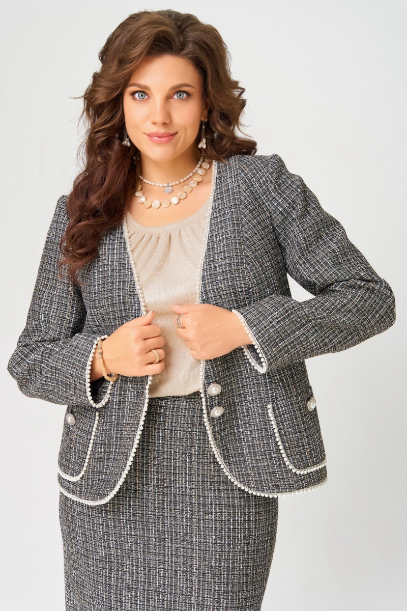 Юбочный костюм Fita 4121 серо-бежевый