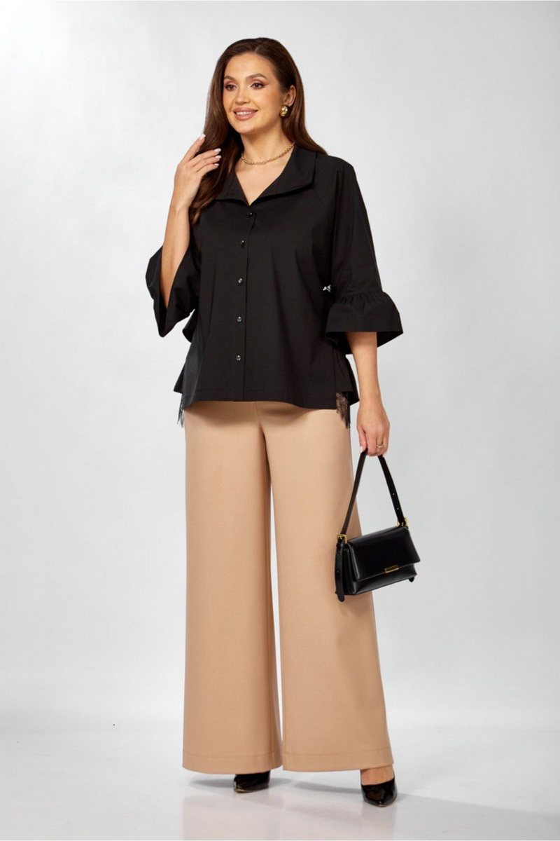 Брючный комплект ZigzagStyle 625 черный+бежевый