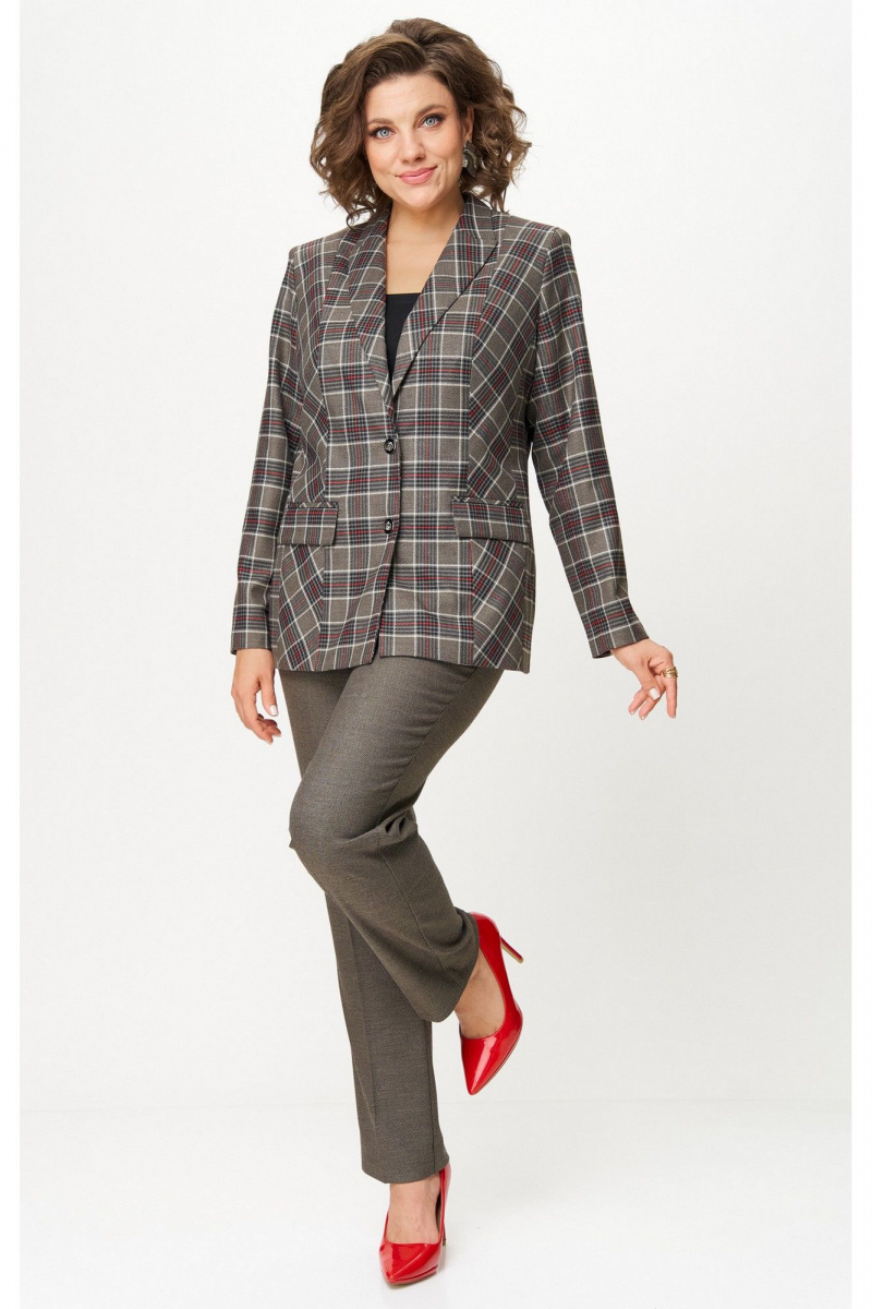 Жакеты БелЭльСтиль 412-3_14_22 клетка красно-коричневая