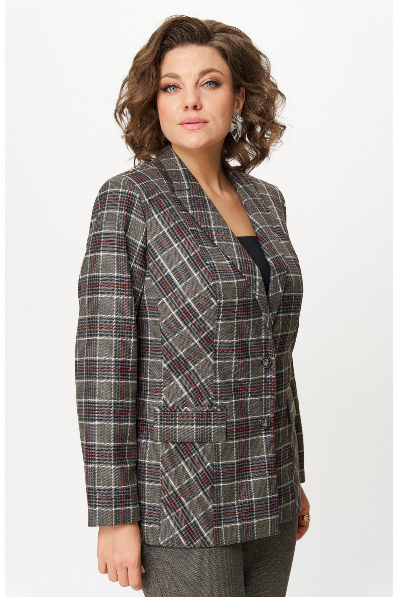 Жакеты БелЭльСтиль 412-3_14_22 клетка красно-коричневая