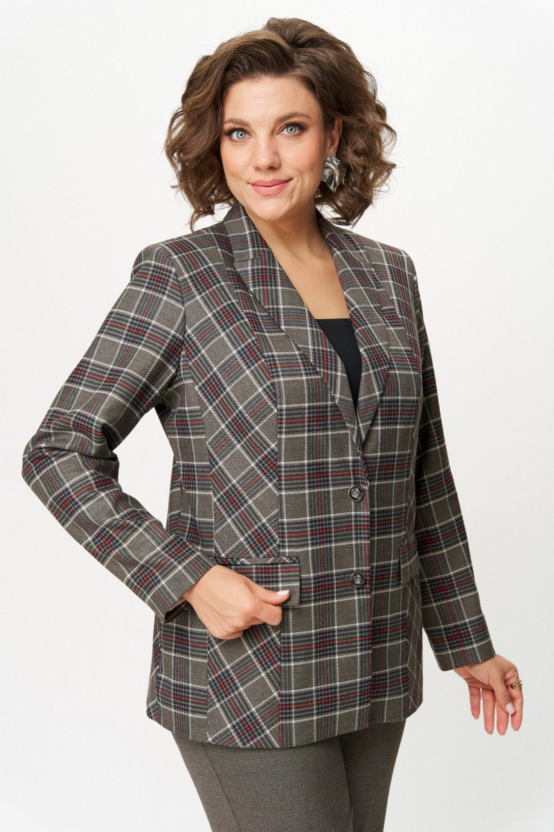 Жакеты БелЭльСтиль 412-3_14_22 клетка красно-коричневая