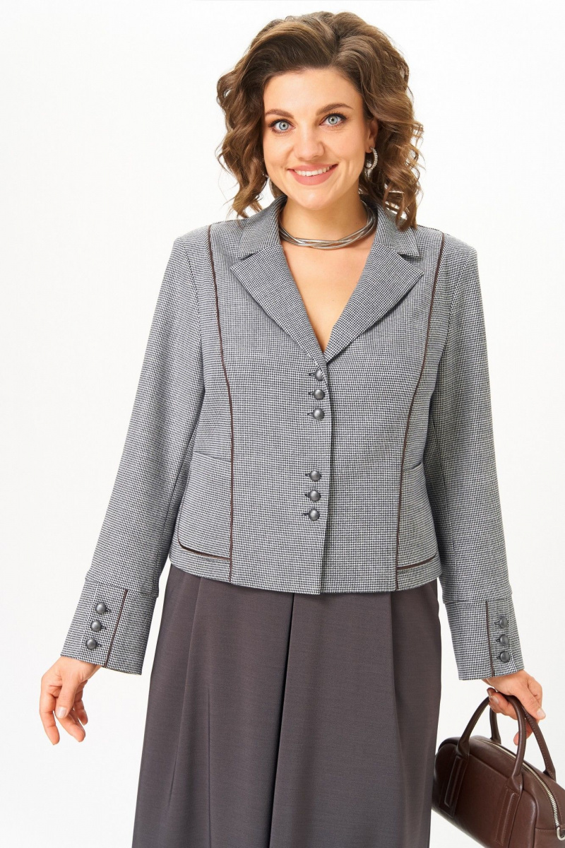 Юбочный костюм Aira Style 24133 серо-коричневый