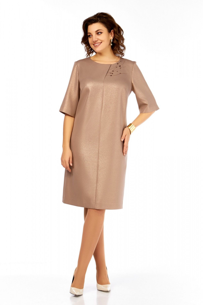 Платья Ольга Стиль С-980 бежево-золотой