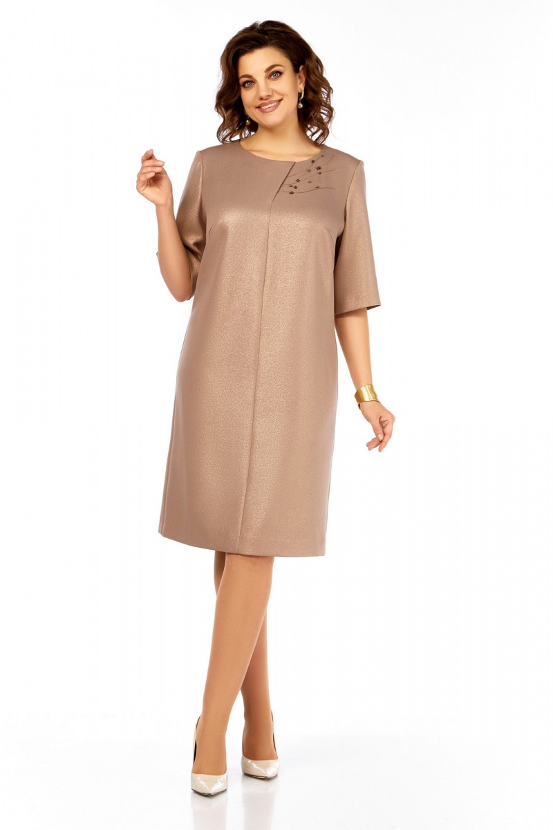 Платья Ольга Стиль С-980 бежево-золотой