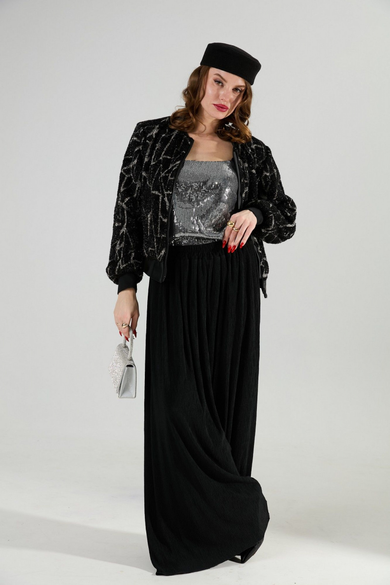 Топы NikVa 418-4 чёрный+серебро