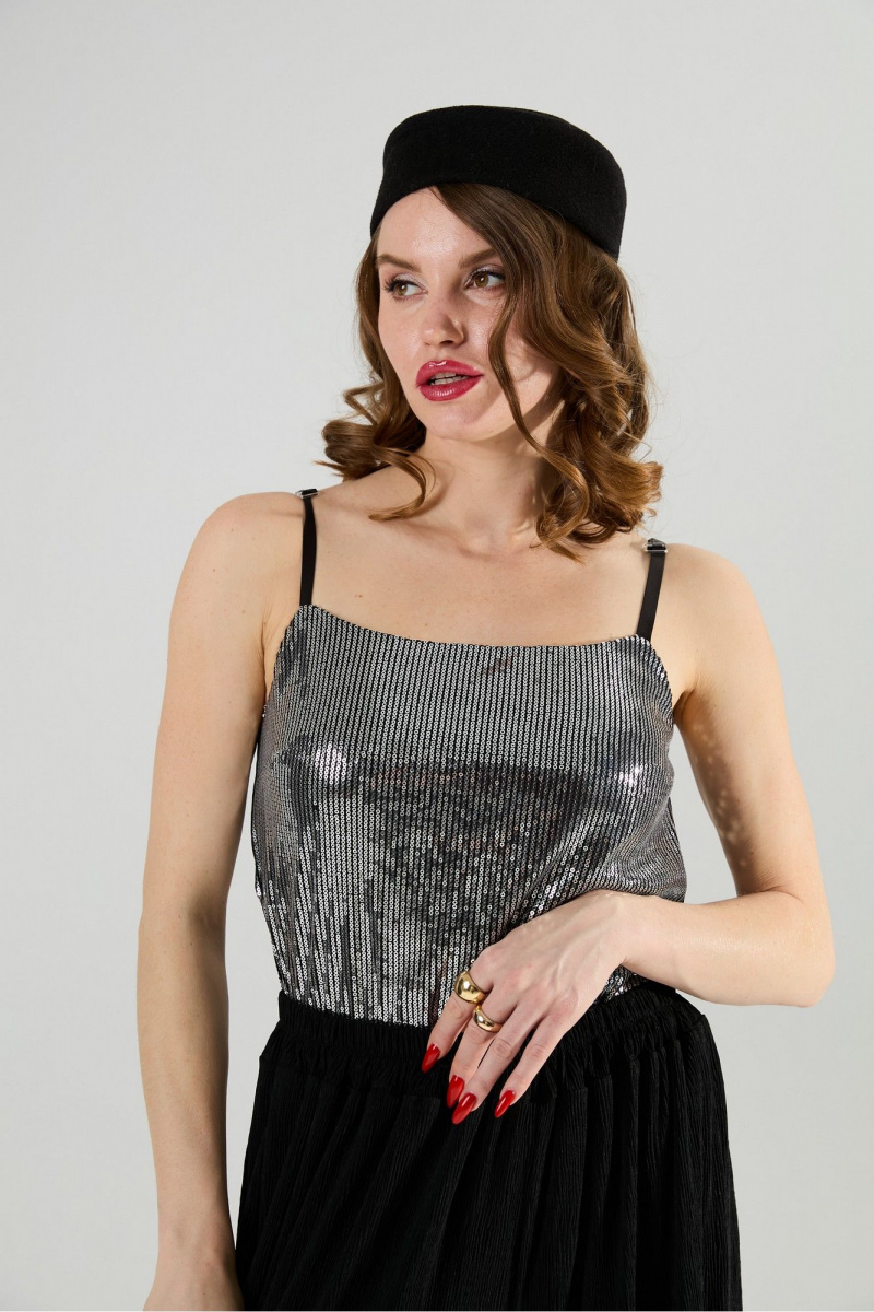 Топы NikVa 418-4 чёрный+серебро