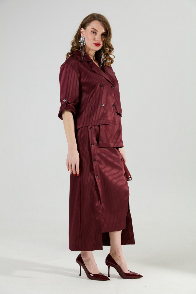 Юбки NikVa 971-5 бургунди_полоска