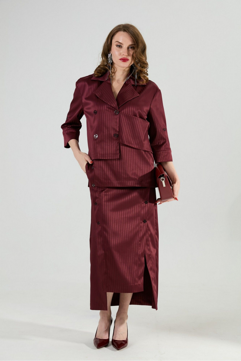 Юбки NikVa 971-5 бургунди_полоска