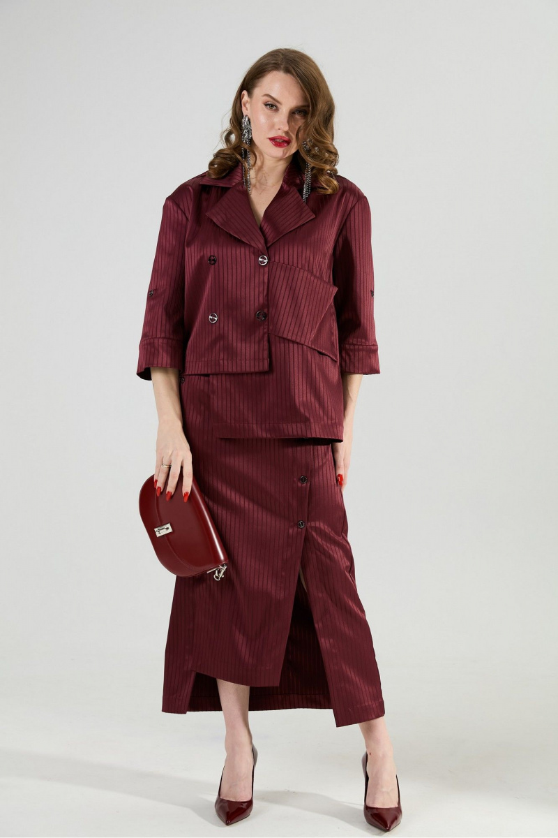 Юбки NikVa 971-5 бургунди_полоска