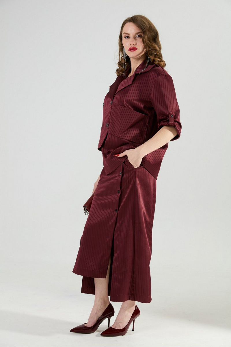 Юбки NikVa 971-5 бургунди_полоска