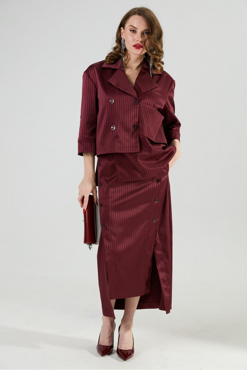 Юбки NikVa 971-5 бургунди_полоска