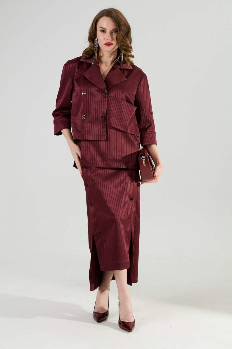 Юбки NikVa 971-5 бургунди_полоска