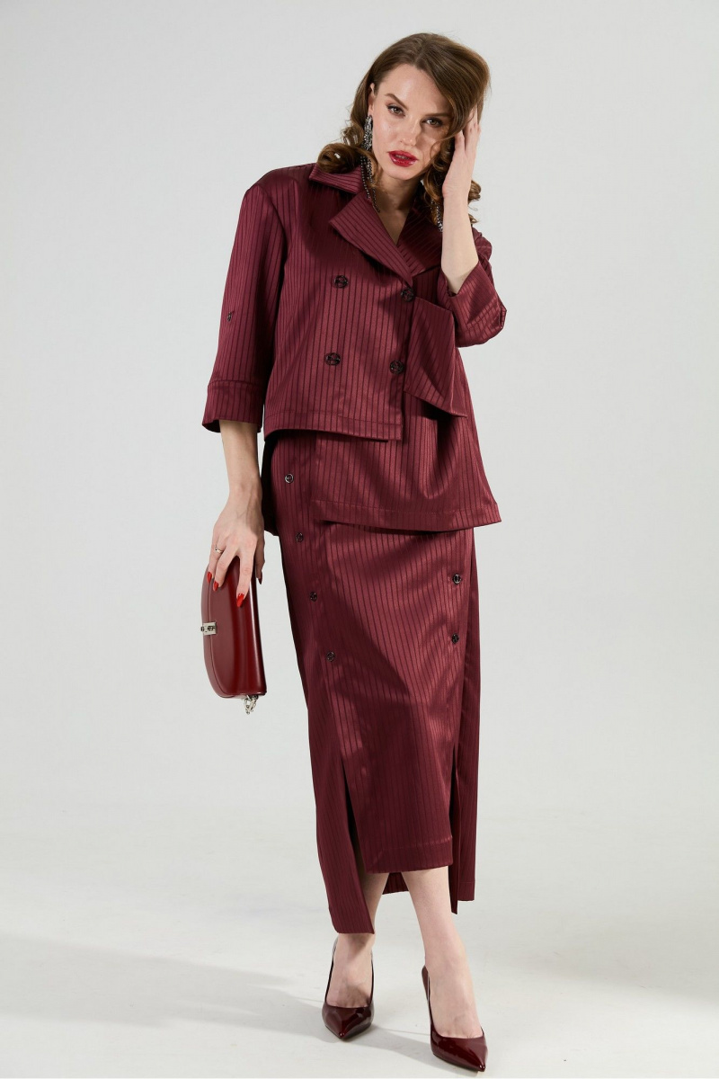 Юбки NikVa 971-5 бургунди_полоска