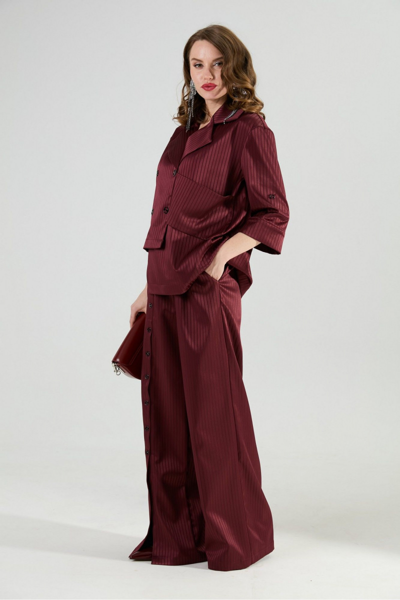 Брючный костюм NikVa 979-5 бургунди_полоска