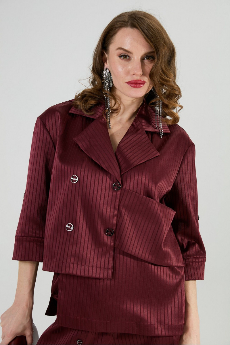 Брючный костюм NikVa 979-5 бургунди_полоска