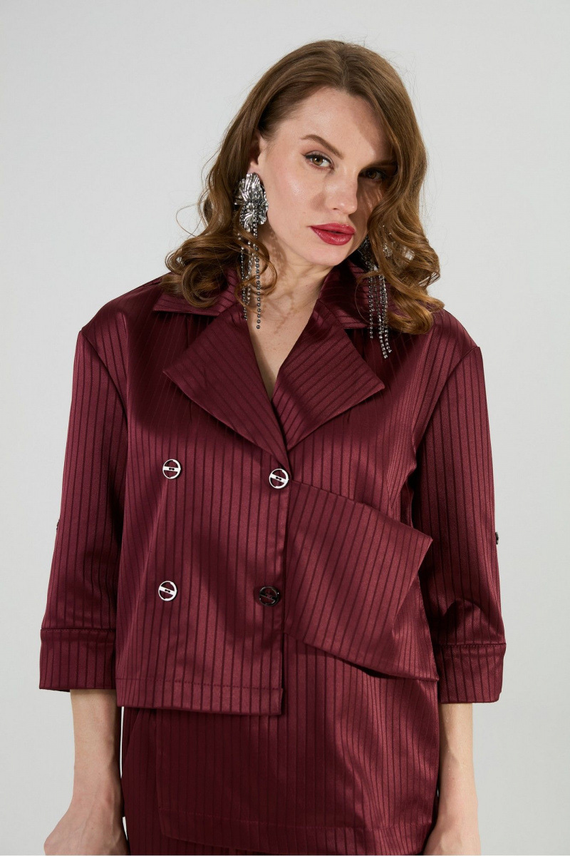 Брючный костюм NikVa 979-5 бургунди_полоска