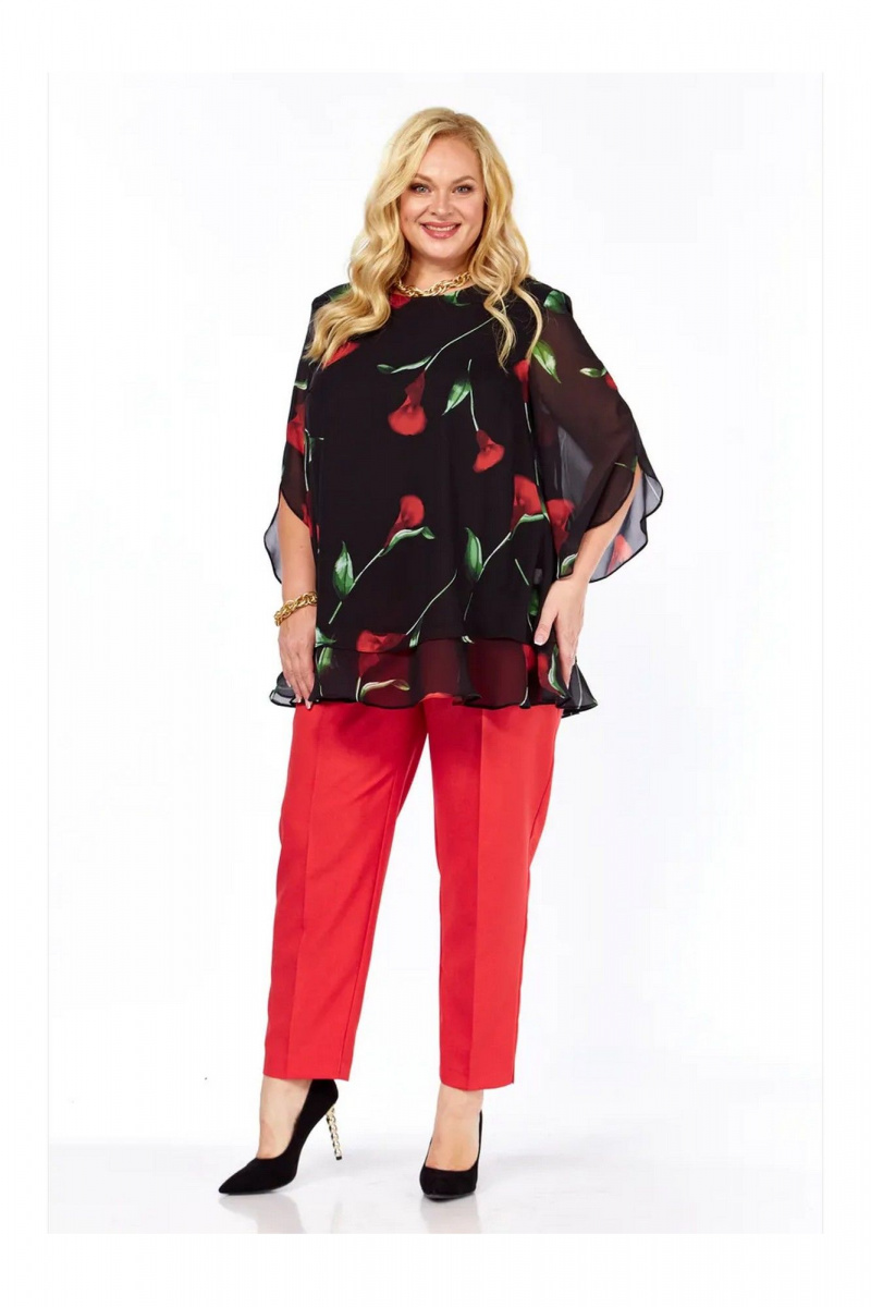 Брючный комплект Элль-стиль 2213/11 черный_красный