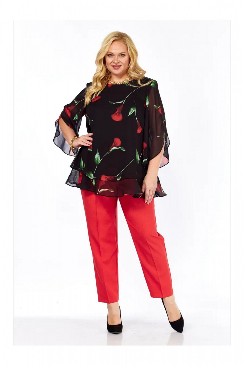 Брючный комплект Элль-стиль 2213/11 черный_красный