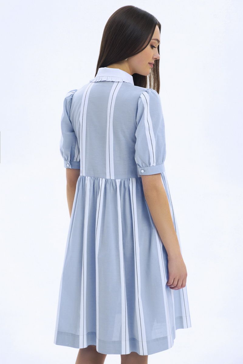 Платье LaVeLa L10230 голубой/полоска