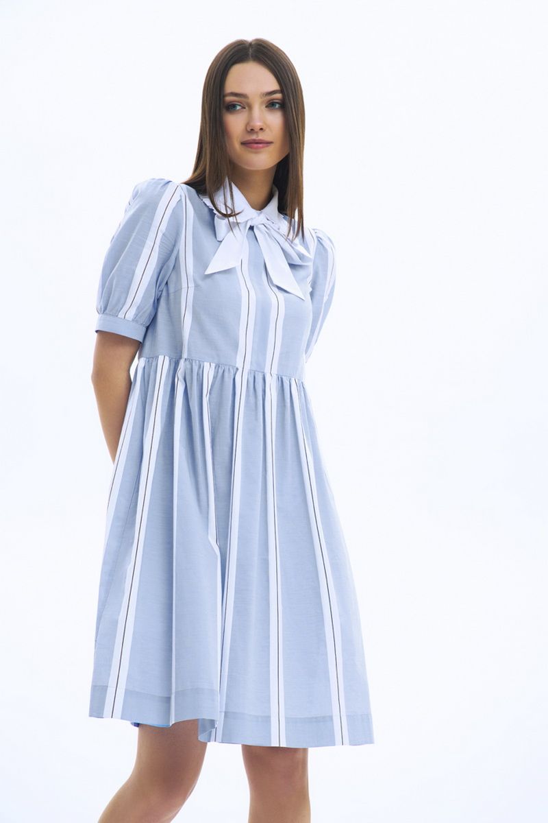Платье LaVeLa L10230 голубой/полоска