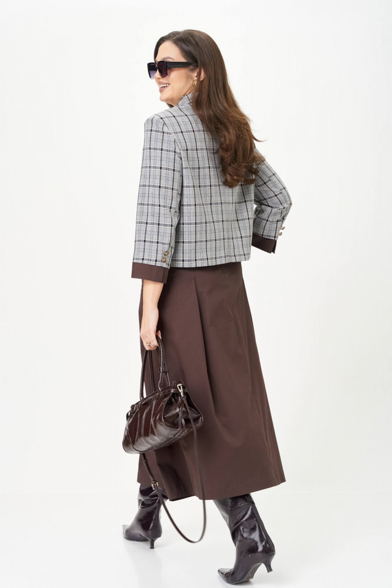 Юбочный костюм Karina deLux M-1418 серо-коричневый