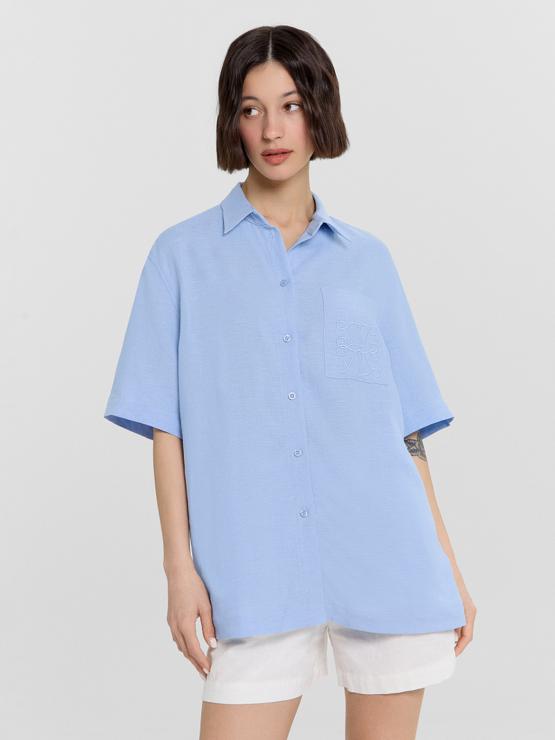 Блузы Mark Formelle 112855-1/1/24-33215Ц-9-2 небо_591_D_вышивка