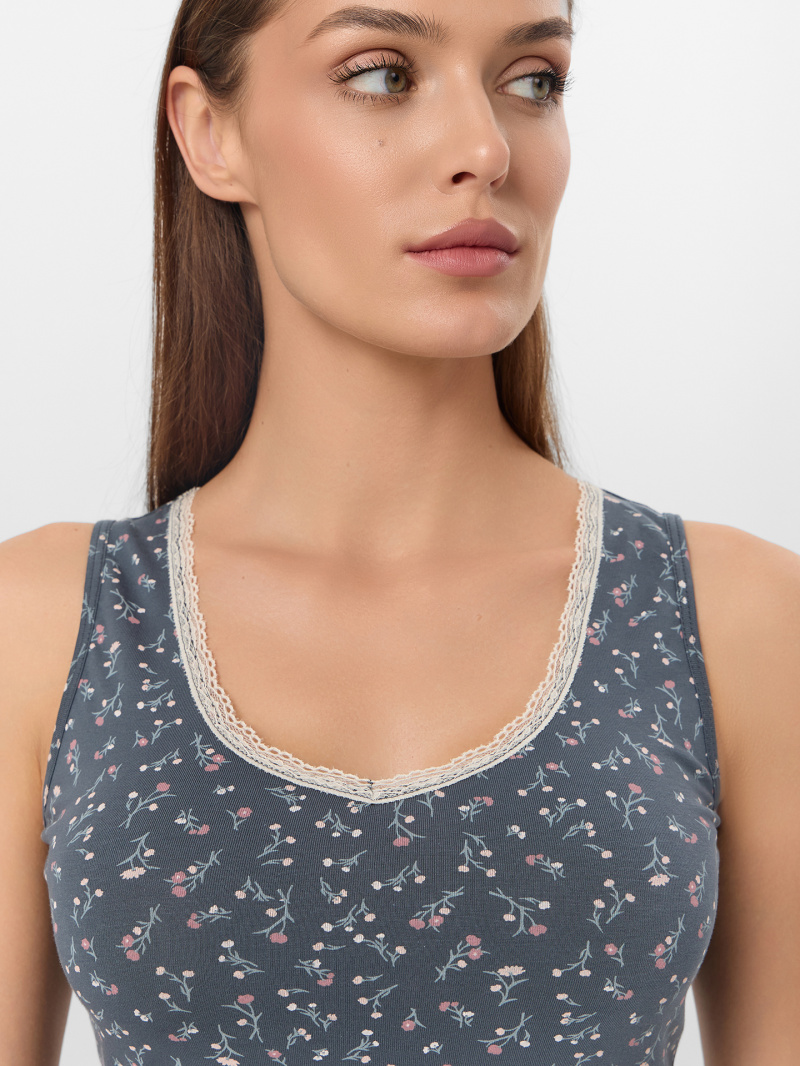 Майки Mark Formelle 422511/25-34539Ц-5 цветы_на_темно_сером