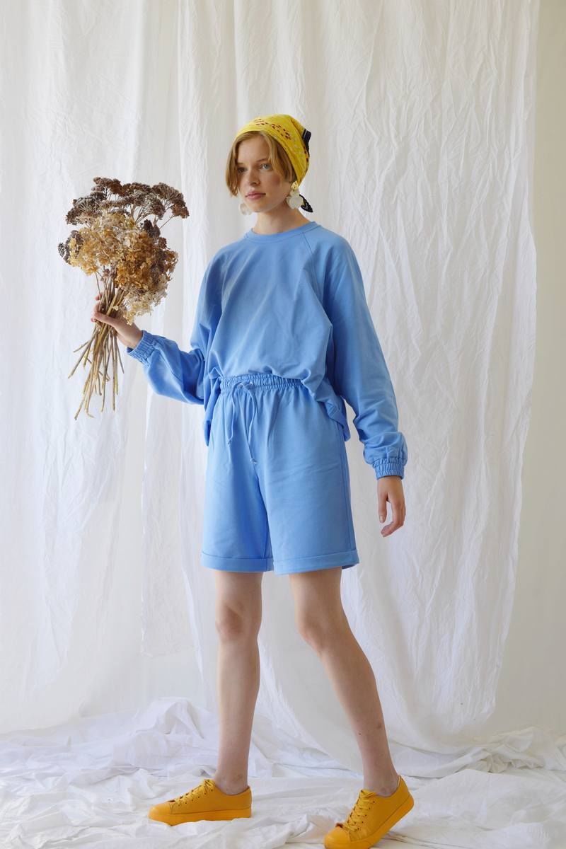 Женский комплект с шортами TSURAN KOST-2N-LBLUE светло-голубой