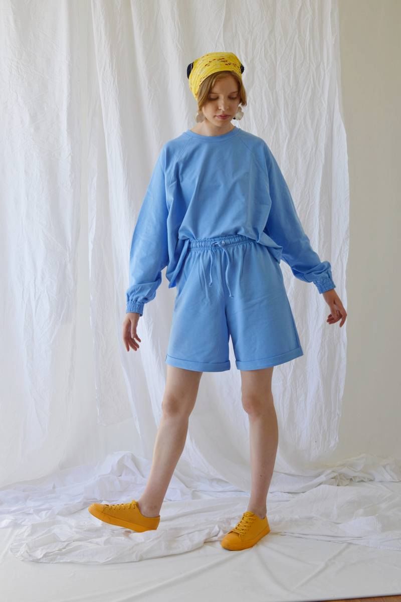 Женский комплект с шортами TSURAN KOST-2N-LBLUE светло-голубой