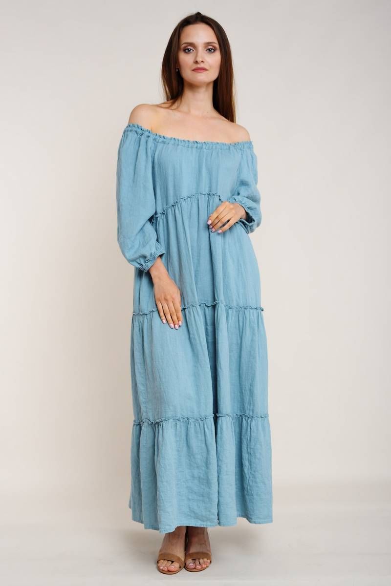 Платье Ружана 449-2 голубая-ель