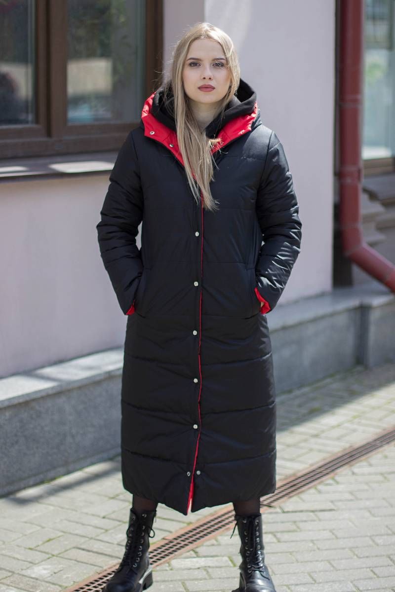 Женское пальто Sisteroom П-044 черно-красный