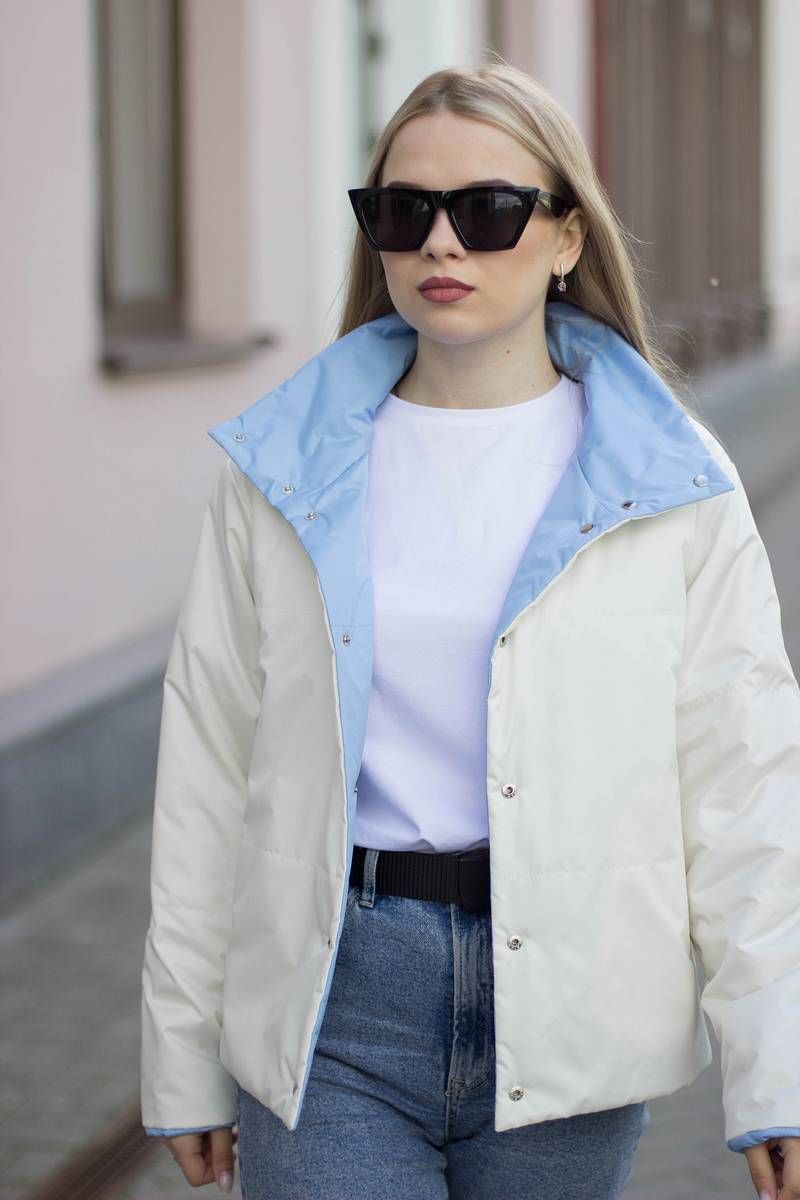 Женская куртка Sisteroom КДД-013 голубо-молочный
