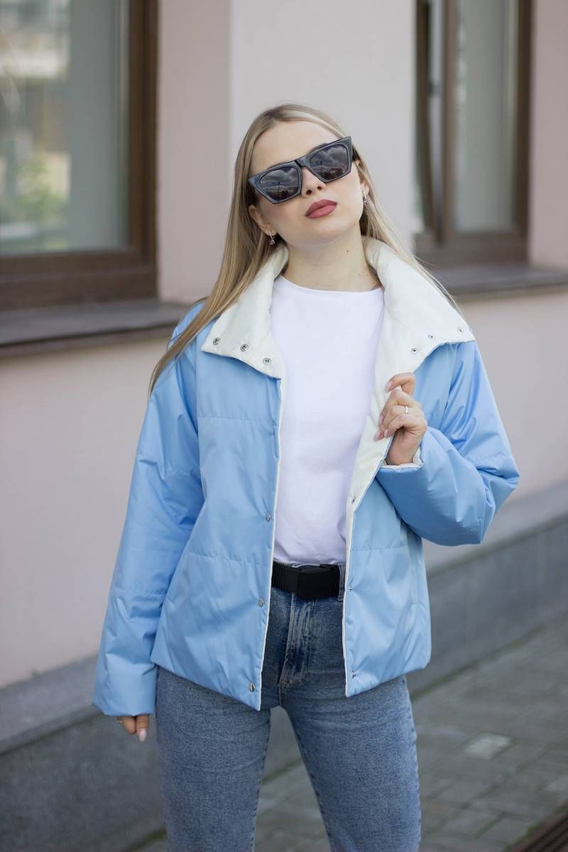 Женская куртка Sisteroom КДД-013 голубо-молочный