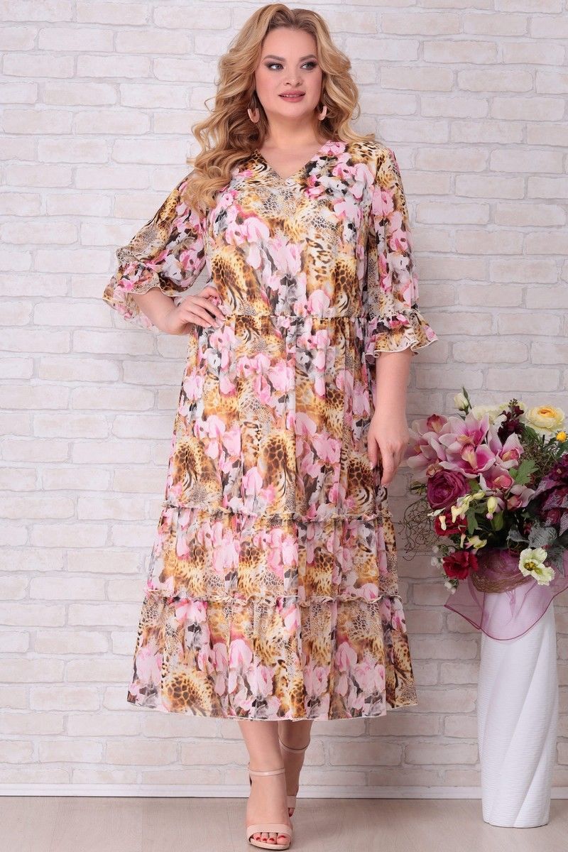 Платья Aira Style 832 розовые_цветы