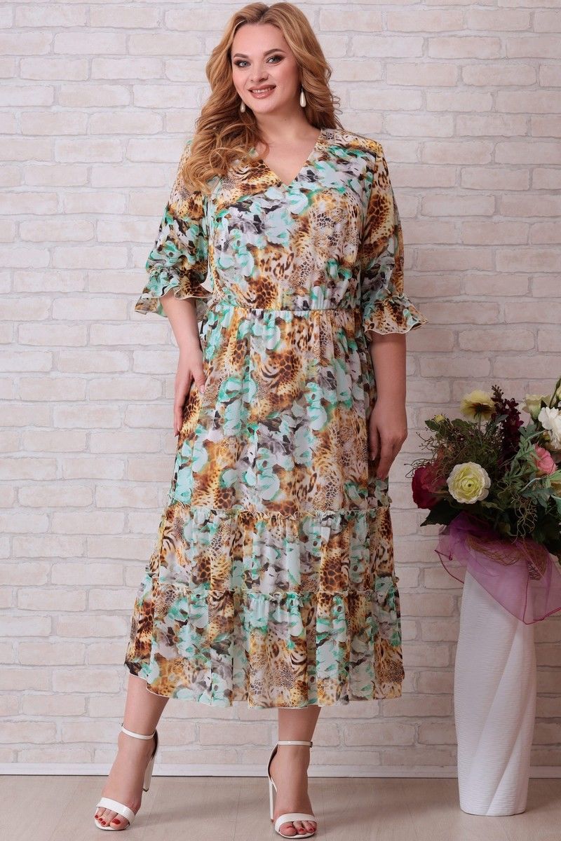 Платье Aira Style 832 зеленые_цветы