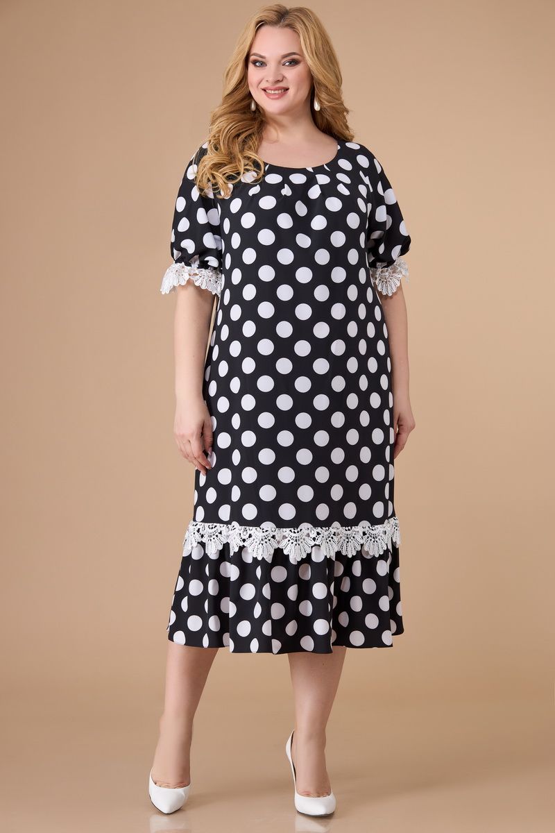 Платье Svetlana-Style 1541 черный+белый_горох