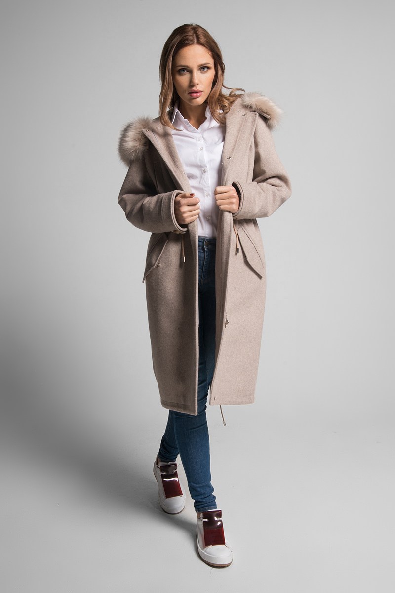 Женское пальто Gotti 163-2м бежевый
