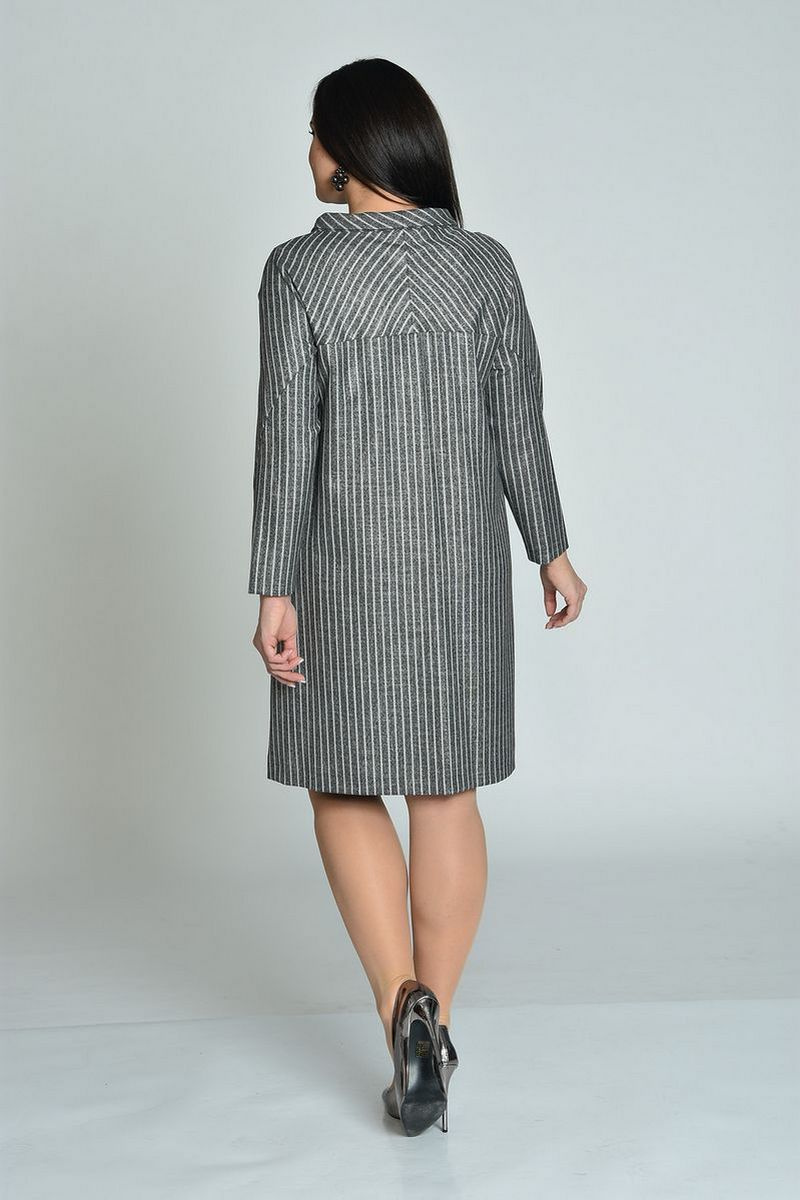 Платье Lady Style Classic 1520 серый+полоска