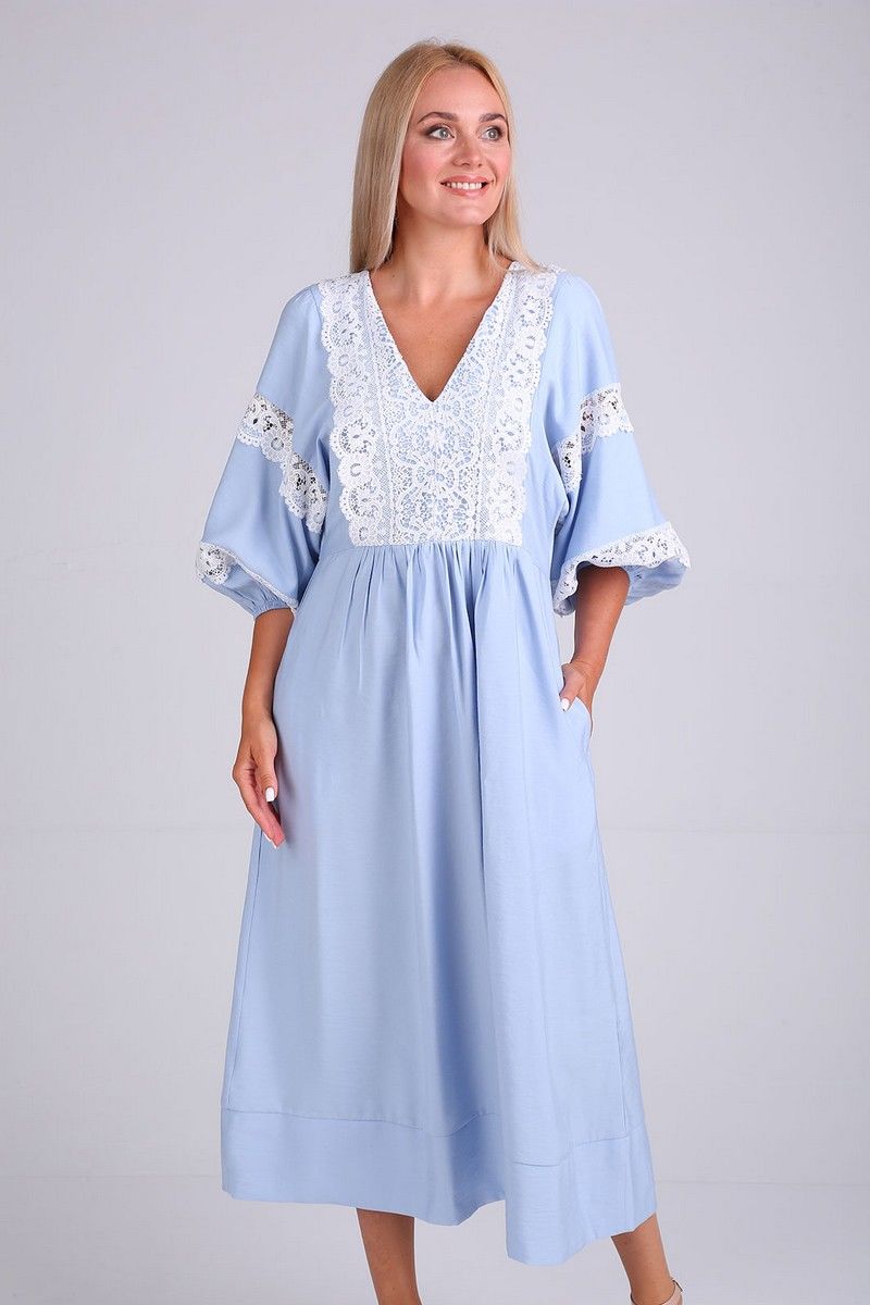 Платья FloVia 4095 голубой-белый