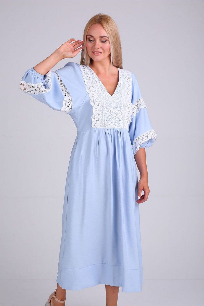 Платья FloVia 4095 голубой-белый