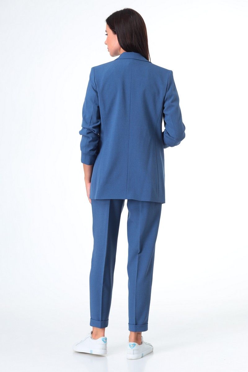Брючный костюм T&N 7078 светло-синий+белый
